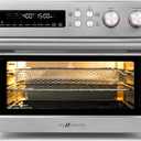 VAL CUCINA Infrared Heating Air Fryer Toaster Oven, Extra Large Countertop Convection Oven 10-in-1 Combo, 6-Slice Toast, Enamel Baking Pan Easy Clean with Recipe Book, Brushed Stainless Steel Finish