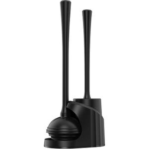 Toilet Brush and Plunger Set,Plunger and Brush Set with Upgraded Rubber Plunger,Toilet Plunger and Brush Set with 360Dense Brush,Easy to Store Toilet Bowl Brush and Plunger Set,Black Toilet Brush Set