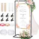 Wedding Welcome Sign Stand, Adjustable Welcome to our Wedding Sign Holder with Leather Sign Hanging Straps, Black Easel Stand for Wedding Reception Entrance Welcome Sign Poster Seating Chart Board Display