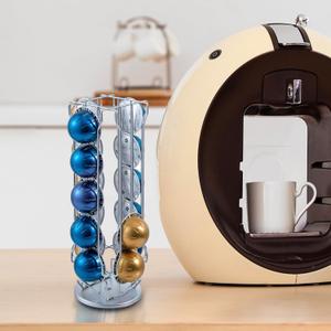 MyGift Silver Chrome-Plated Metal Coffee Pod Capsule Holder Stand Rotating Carousel, Compatible with Vertuoline Pod, Coffee Bar Organizer Rack - Holds 20 Capsules