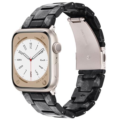 V-MORO Resin Bands Compatible with Apple Watch Series 11/10/9/8/7 Fashion Lightweight Bracelet 40/41/42mm Watch Strap with Rose Gold Buckle for iwatch 38mm Series SE/6/5/4/3/2/1 Women Men-Marble