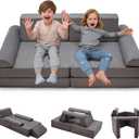 8pcs Modular Kids Couch, Toddler Play Sofa for Playroom Bedroom, Convertible Foam and Floor Cushion for Boys & Girls, Gray