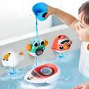 iPlay, iLearn Baby Bath Toy for Toddlers 1-3, Kids Bathtub Water Toy Set 6 8 9 12 Month W/ Shower Cup, Crab, Bird, Cloud & Wind Up Boat, Infant Fun Summer Pool Birthday Gift 2 3 4 Year Old Boys Girls