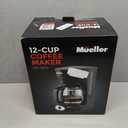 Mueller 12-Cup Drip Coffee Maker - Borosilicate Carafe, Auto-Off, Reusable Filter, Anti-Drip, Keep-Warm Function, Clear Water Level Window Coffee Machine, Kitchen Essentials & Accessories (Black)