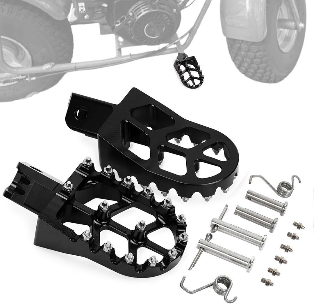 XINGWU Dirt Bike Footpegs Wide Foot Pedals CNC for CRF50 CRF70 CRF110 XR50 XR70 XR110 SSR CT200U KAYO SDG Pit Bike 50cc 70cc 80cc 90cc 100cc 110cc 125cc 150cc Mini Bike Foot Pegs Footrest Black