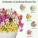 AGIRL 16 Bundles Artificial Flowers for Outdoor,No Fade Fake Plastic Flowers Faux Plants for Hanging Planters Decoration Indoor Outside Garden Porch Window Box Home Wedding