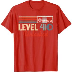 Unlocked Level 40 Birthday Boy Video Game Controller T-Shirt, Size XL