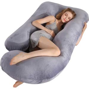 Pregnancy Pillow, 48 inches U Shaped Maternity Pillow with Removable Cover Full Body Pillow Support for Back, HIPS, Legs, Belly (Dark Gray)