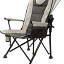 REALEAD Heated Camping Chair - Fully Padded Camp Chairs for Outdoor Sports - Adjustable Heavy Duty Folding Chairs Supports 400 lbs (Grey)