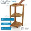 AquaTeak 12" Kai-Petite Teak Corner Shelf Stand - Shower Stand with 3 Tier Shelf for Bathroom - Durable Water Resistant Shower Organizer - Space-Saving Storage Shelves with Anti-Slip Feet, 12" X 12" X 26.5"