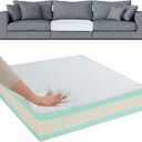 HOMBYS Memory Foam Couch Cushion Replacement, High Density Upholstery Foam Wrapped with Memory Foam & Polyester Batting, Sofa Cushions Inserts with Dacron Fiber Layer,with Removable Cover,6"x24"x24" (White)