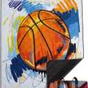 Outdoor Picnic Blanket,Portable Sandproof Waterproof Picnic Mat,Painted Basketball Printed Camping Beach Mat for Sand and Wet Grass Hiking (Painted Basketball S) (S)