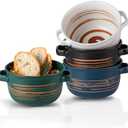 YUN TAO French Onion Soup Bowls with Handles, Ceramic Soup Serving Bowl Crocks 32 Ounces for Cereal,Ramen,Chilli, Beef Stew, Pot Pies, Oven Safe, Set of 4
