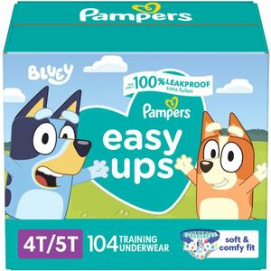 Pampers Training Pants - Easy Ups Boys & Girls Bluey - Size 4T-5T, 104 Count, Children's Potty Underwear (Packaging May Vary)