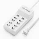 10-Port USB Charger Block - 50W10A Multi USB Charging Station for iPhone/iPad/Samsung Galaxy Note Tablet Android Smartphone(White)