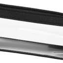 Clear Makeup Bag, PU Leather Mini Makeup Pouch Portable Makeup Brush Case Transparent Waterproof Cosmetic Organizer Pouch with Zipper for Women Home Travel Office Makeup Storage (Black)