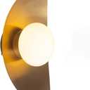 Mid Century Modern Wall Sconce, Glass Wall Light Fixtures Vintage Crescent Shape Gold Brushed Finish LED Wall Mount Light for Living Room, Bedroom, Hallway, 1-Light