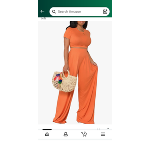 YouSexy Casual Summer 2 Piece Outfits for Women Short Sleeve Crop Top High Waist Wide Leg Pants Sets XL