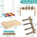 DBNESS 4 Pcs Bird Perch with Swing, Parrot Perches Platform with Chew Blocks, Natural Climbing Ladder Bridge Colorful Hammock for Budgies, Cockatiels, Lovebirds, Finches