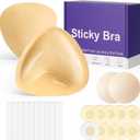 Sticky Bra Push Up Bra for Large Breasts - Double Sided Adhesive Bra, Waterproof for Swimwear (M)