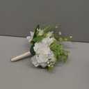 Ling's moment Lily White Artificial Wedding Flower Bouquets for Bridesmaids Floral Bouquet 7 Inch Bridesmaid Bouquets with Ribbon Ceremony Anniversary,7-inch Diameter (Wht-lily of the Valley White)