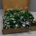 5Ft Pop Up Christmas Tree with Lights, Collapsible Pencil Tree Green, Skinny Christmas Tree Slim Xmas Tree, Artificial Tinsel Tree Foldable for Home Apartment Holiday Party Winter Decor