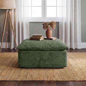Modern Ottoman for Boneless Sofa Couch, 27.56'' Fluffy Corduroy Compressed Foot Rest, Comfy Plush Rectangle Pouf Footstool, Ottoman Coffee Table, for Small Apartment Living Room, Green
