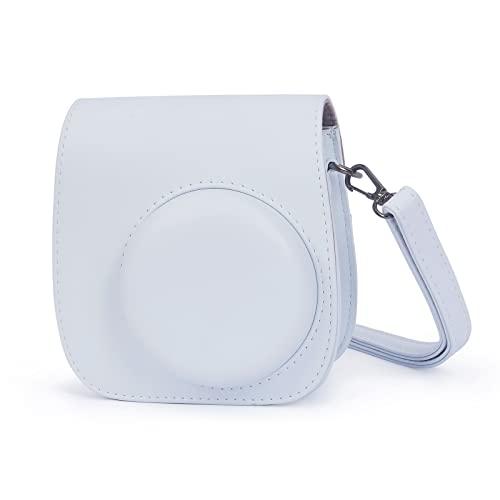 Phetium Instant mini 12 Camera Protective Case Compatible with Instax Mini 12 11,PU Leather Bag with Pocket and Adjustable Shoulder Strap (Clay White)