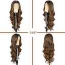 SAPPHIREWIGS Long Brown Wavy Wig for Women 134 Highlight Brown Glueless Synthetic Curly Wigs Invisible Knots for Daily Cosplay Use 26 Inch