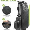 14 Way Golf Stand Bag, Full Length Dividers PU Leather Golf Bag with Plush Top for Men/Women, Waterproof & Versatile Storage Golf Bag with Cooler, Rain Cover and Removable Straps