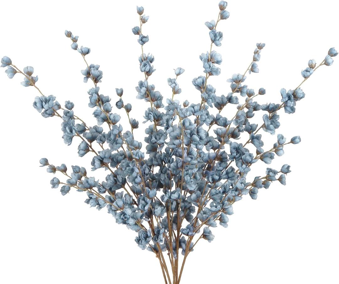 IPOPU Dusty Blue Delphinium Artificial Flowers Bulk 5PCS Faux Snapdragon Stems 45.6in Tall Fake Flowers for Floor Vase Table Centerpieces Wedding Home Decor (Dusty Blue)