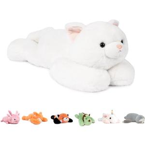 Niuniu Daddy 20" | 3.3 Pound Weighted Cat Stuffed Animals, Cute Plush Animal Toy for Kids Adults Toddler Teens, Large Soft Fluffy White Kitty Plushies Body Pillow Gift for Gift Birthday Christmas (Medium)