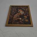 AKWISH Framed 3D Textured Vintage Wall Art - Dark Academia Decor Hand Drawn Sandstone Fox Paintings with Botanical Florals, Aesthetic Wall Decor for Living Room Bedroom Home 12x16 inch