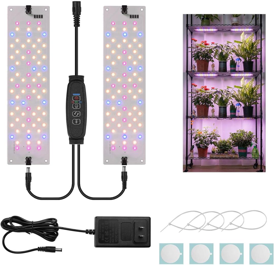 Grow Light 20W Ultra-Thin Panel 150LEDs Full Spectrum Grow Lights for Indoor Plants Under Cabinet Plant, 11.81 inch Grow Lamp with 3/9/12H Timer, 10 Dimmable Levels for Plant Lights Growing 2-Packs