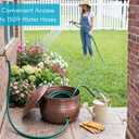 BIRDROCK HOME Water Hose Holder with Lid | Ground Garden Hose Pot | Decorative | Handle | Embossed | Steel Metal with Copper Accents | Outdoor or Indoor Use