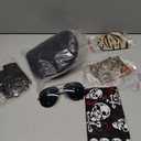 7 Pcs Rocker Costume Men's Wigs Black Curls Disco Men's Party Costume Men with Wigs Sunglasses Beards Sleeves Gloves Headscarves for 70s 80s 90s