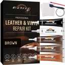 Brown Leather & Vinyl Repair Kit, Faux Leather Couch Repair Kit for Cat Scratch, Rips, Cracks on Couch, Sofa, Furniture, Car Seats, Shoes, Jacket, Purse, for Artificial, Bonded, Genuine Pleather