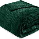 Exclusivo Mezcla Fleece King Size Blanket for Bed, 90x104 Inches Soft Cozy Jacquard Flannel Blankets, Lightweight Fuzzy Plush Warm for Winter, Forest Green