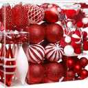 SHareconn 112ct Christmas Tree Balls Ornaments, Classic Pearl Gift Box, Shatterproof Plastic Decorative Baubles for Xmas Tree Decor Holiday Wedding Party Decoration with Hanging Hooks, Red & White