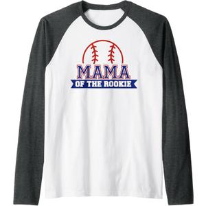 Mama of Rookie 1st Birthday Baseball Theme Matching Party Raglan Baseball Tee L