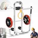 Toilet Installation Jack, Stainless Steel Foldable Toilet Cart Jack with Positioning, Rubber Wheels Toilet Dolly Lift Tool for Plumbers