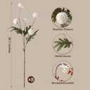 HyeFlora Fake Kiku Flowers, Faux Silk Pompon Mums Artificial Flowers, Chrysanthemum Stems Floral Arrangement Dried Flowers Vintage Decorative Indoor Home Vase Decor White (Vase not Included)