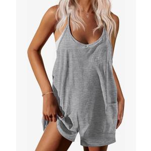 Ekouaer Women's Summer Casual Sleeveless Rompers Loose Spaghetti Strap Shorts Overalls Outfits 2025 Jumpsuits With Pockets XXL