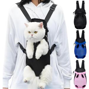 Pet Carrier Backpack, Adjustable Pet Front Carriers for Small Medium Dogs Cats 5-18 Lbs, Legs Out, Dog Cat Carrier Backpack for Hiking,Camping,Traveling,Cycling (Black,LargeFit:10-18lb)