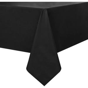 Romanstile 100% Waterproof PVC Tablecloth, Rectangle Oil Spill Proof Stain Resistant Vinyl Table Cloth, Wipe Clean Plastic Table Covers for Kitchen/Dining/Parties - 54 x 78 Inch, Black
