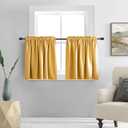 DONREN 30 Inch Gold Yellow Small Window Curtains - Blackout Room Darkening Curtain Tiers with Rod Pocket,Set of 2 Panels