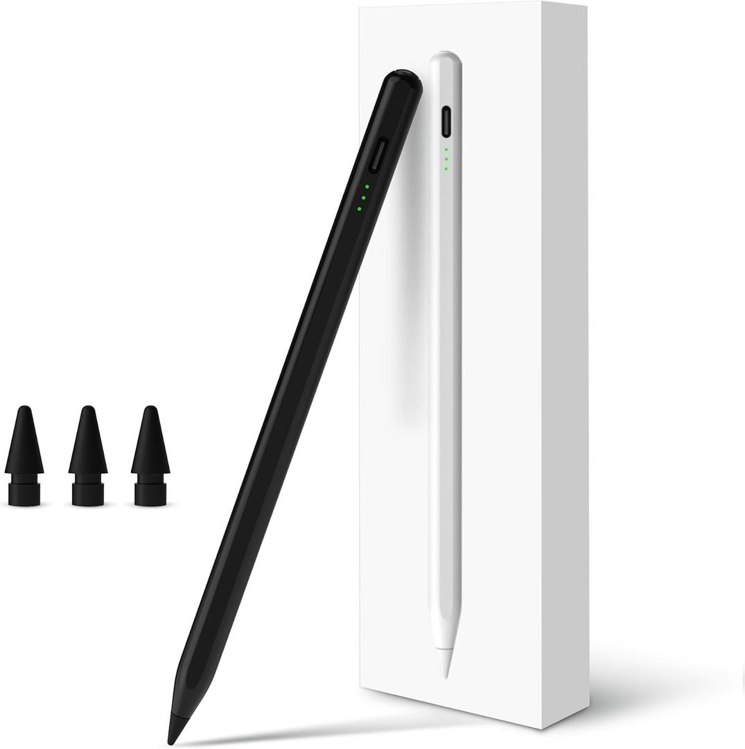Pencil for Apple iPad A16 10th Generation, Fast Charge Stylus Pen for 2025-2018 iPad A16/11-6th Gen, Air 11"/13" M3/M2/5th-3rd, Pro 13"/11"/M4/12.9", Mini A17 Pro/6/5th Palm Rejection Tilt Sensitivity (Black)