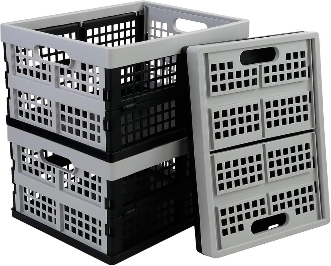 3 Packs Plastic Folding Milk Crate 16 Quart, Collapsible Storage Crates