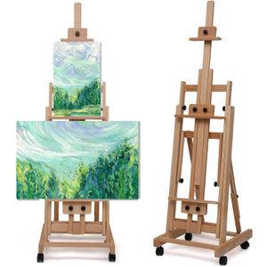 Foldable Large H-Frame Easel, Multi-Functional Adjustable Artist Easel, Large Easel for Painting, Adjustable in Angle and Height, Capable of Accommodating Two Canvases and Sketches, Home Art Creation