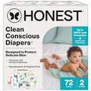 The Honest Company Comfort Dry Disposable Diapers for Sensitive Skin, Hypoallergenic, Fragrance-Free, Multi-Colored Giraffes + Barnyard Babies, Club Box, Size 2 (12-18 lbs), 72 Count